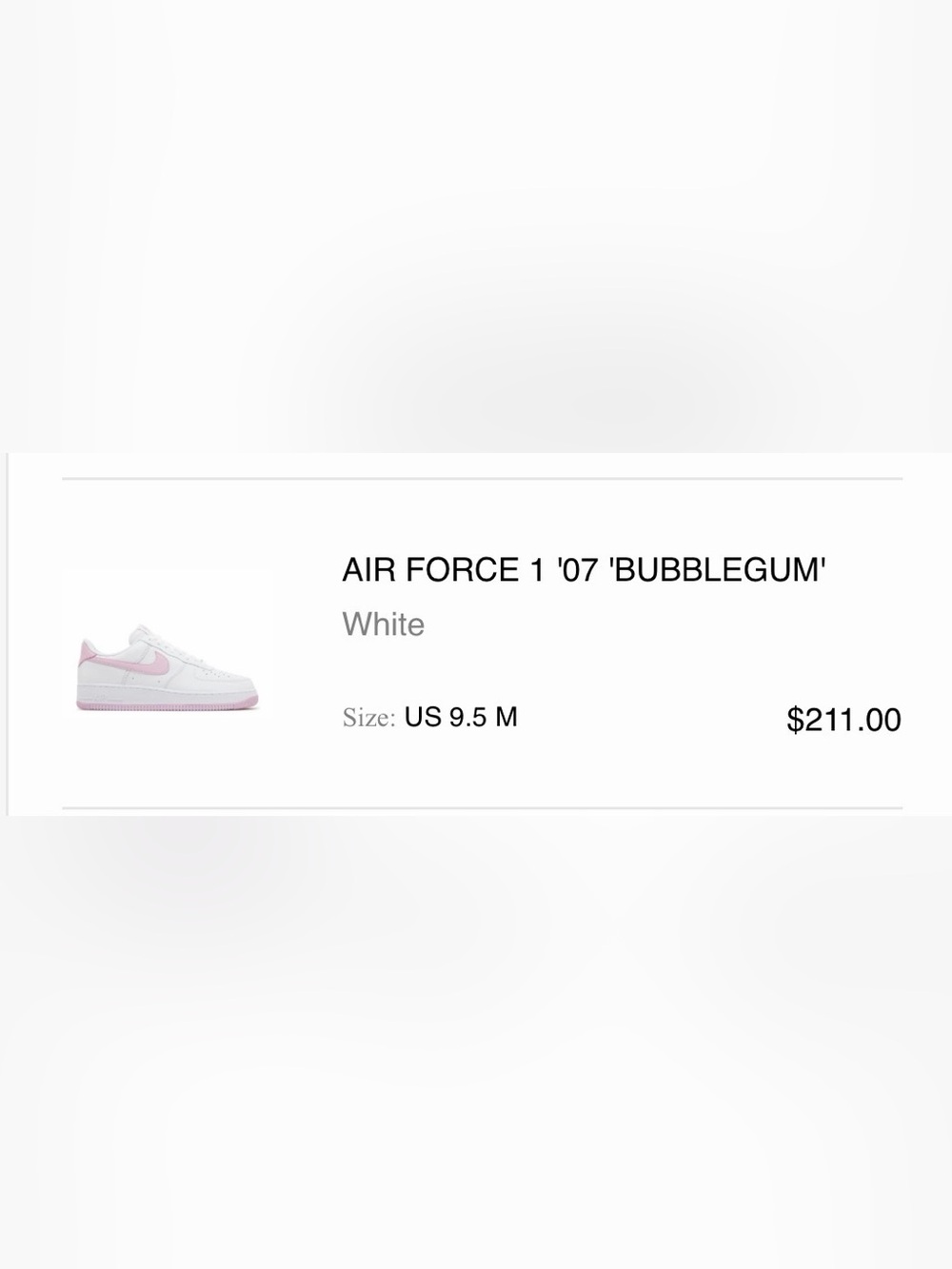 Men’s Air Force 1’07 ‘Bubblegum’ Size 9.5